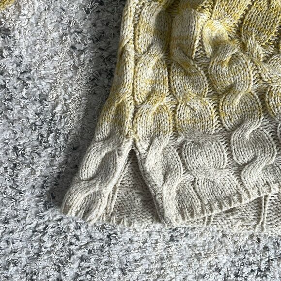 Anthropologie Sparrow Ombre Cable Knit Crewneck Sweater Size Small Yellow Green - Picture 12 of 12